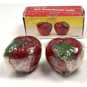 VTG 1994 ARTMARK 2pk Red Apple Shaped & Scented 2" Decorator CANDLES 73050 NEW